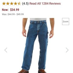 Carhartt Blue Relaxed Fit Jeans Durable Denim Washed